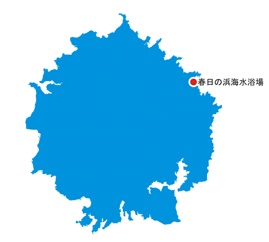 春日の浜海水浴場の位置を示した図