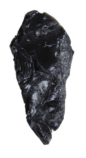 鈍い光沢がある縦長の黒い石の写真