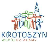 役所の塔と、広場に集まる人々が線で描かれたモダンなクロトシン市のロゴ