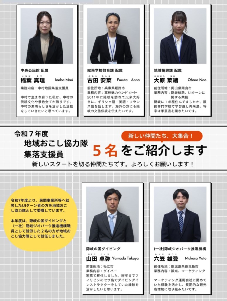 令和7年度採用の地域おこし協力隊及び集落支援員の紹介チラシ