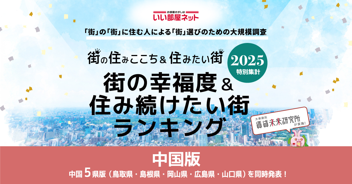 町の幸福度＆住み続けたい街ランキングのバナー（幸福度ランキングへのリンク）