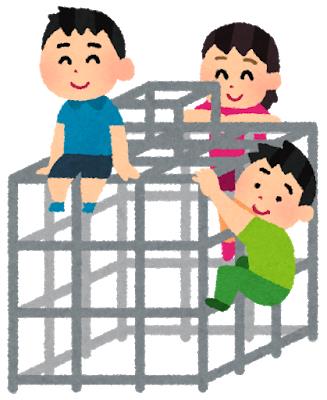 ジャングルジムで遊んでいる子どもたちのイラスト