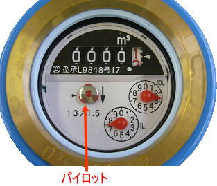 水道メーターを見て漏水をチェックする方法を説明した写真