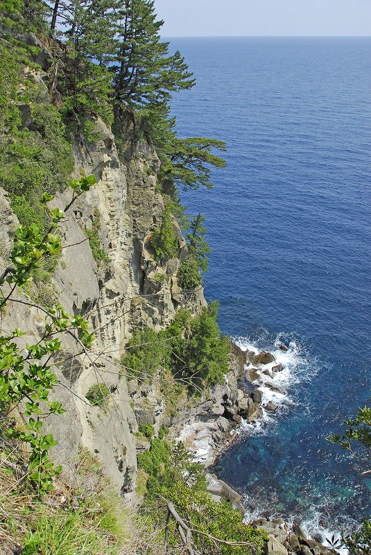 波しぶきが立っている絶壁の写真