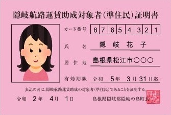 （現）「隠岐航路運賃助成対象者(準住民)証明書」